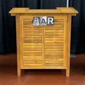 Small wooden bar 42x46” Rental $45.00